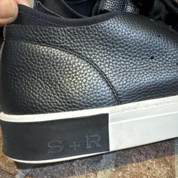STRAUSS + RAMM Mens Leather Sneakers Black Size 12 - Picture 6 of 16